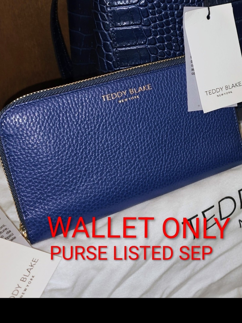 Teddy Blake Zipwallet Stampato Blue Jeans NWT
